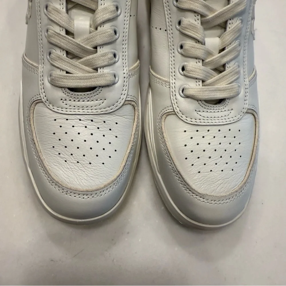 Tory Burch Clover Court Sneakers White Napa Leather Lace Up NEW Sz 7.5